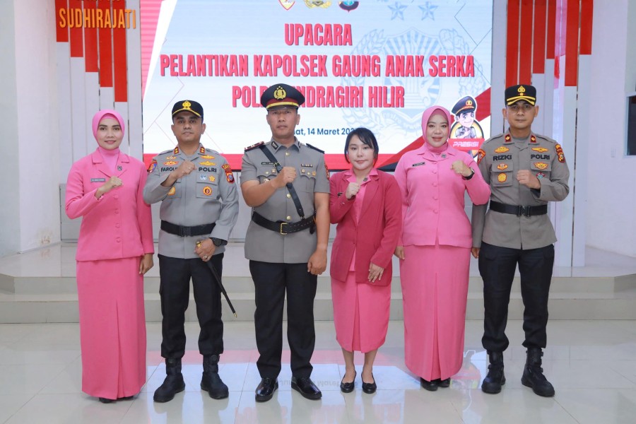 Polres Inhil Lantik Iptu Andi Fernando Purba sebagai Kapolsek Gaung Anak Serka